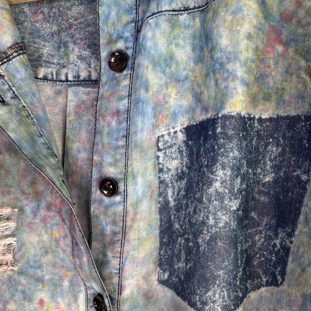 Thrill brand Oversized Tunic button-down Torn Shirt - Picture 4 of 4